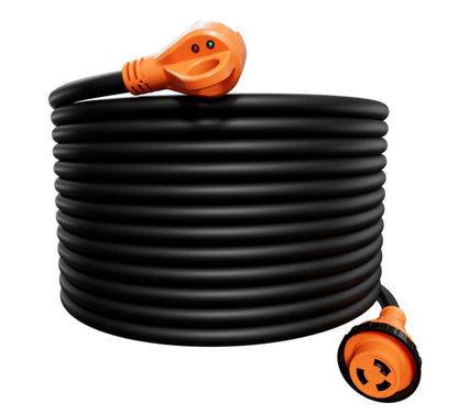TrekPower 30 Amp 50 ft RV Extension Cord Heavy Duty with Locking Connector and LED Power Indicator