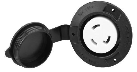 TrekPower 30 Amp RV Power Outlet, NEMA L5-30R 3-Prong Twist Lock, Heavy Duty Shore Power Receptacle for Generator & RV