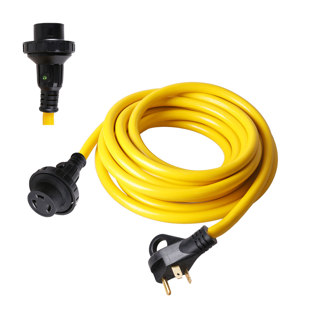 TrekPower 30 Amp  RV Extension Cord Twist Locking on Female With Finger Grip on Male 