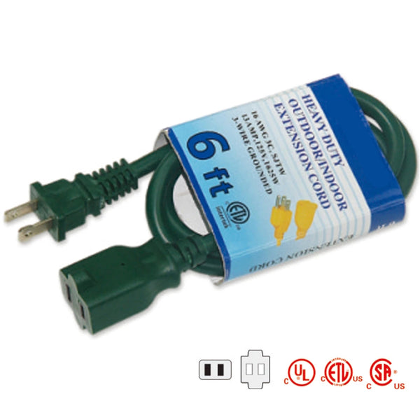 Indoor Extension Cords 2 Conductor-green 16/2AWG 13AMPS TrekPower