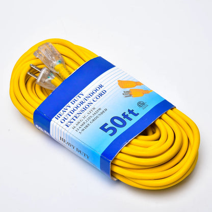 3 Conductor 15Amps SJTW Outdoor Extension Cords Yellow