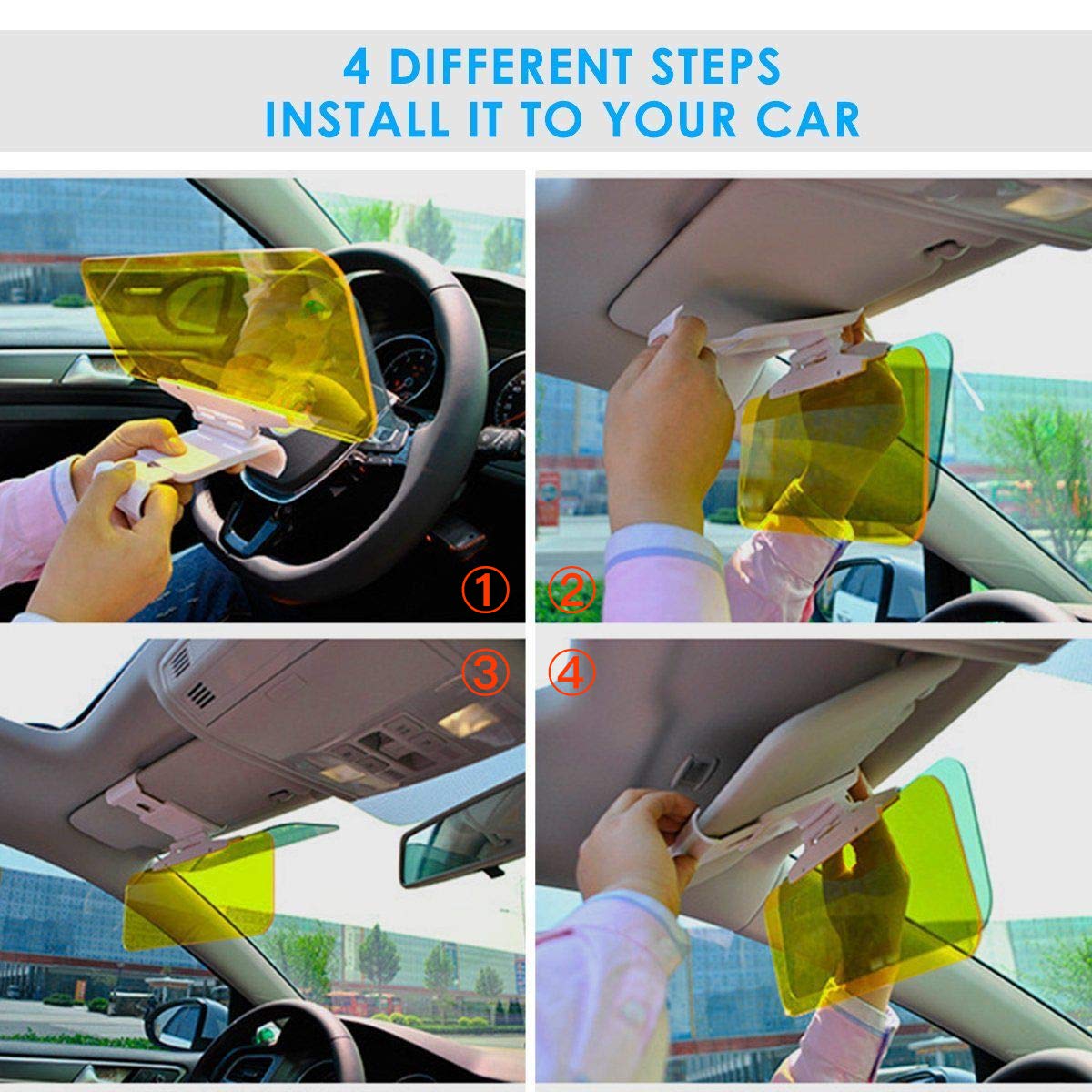 Car Visor Extender HD Anti-Glare Dazzling Goggle Day and Night Automotive Sun Protection Visor-installation