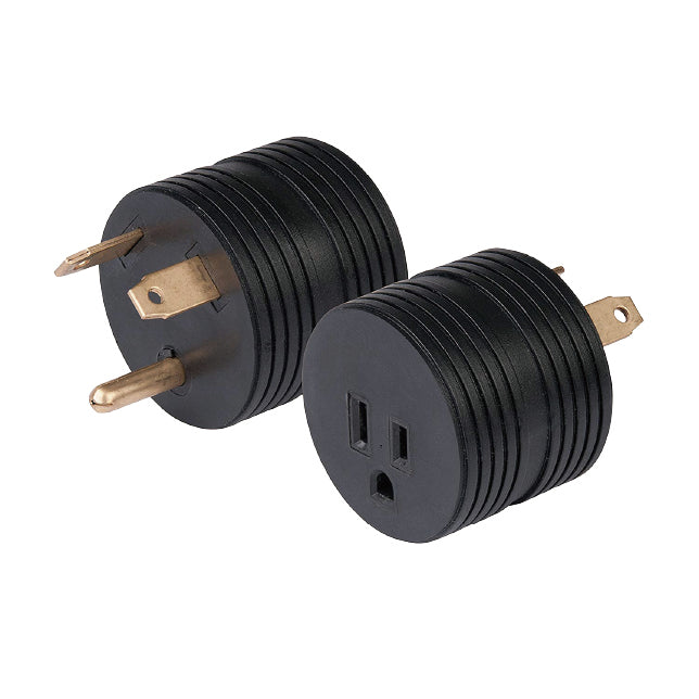 30 Amp Male to 15 Amp Female RV Power Adapter Round black