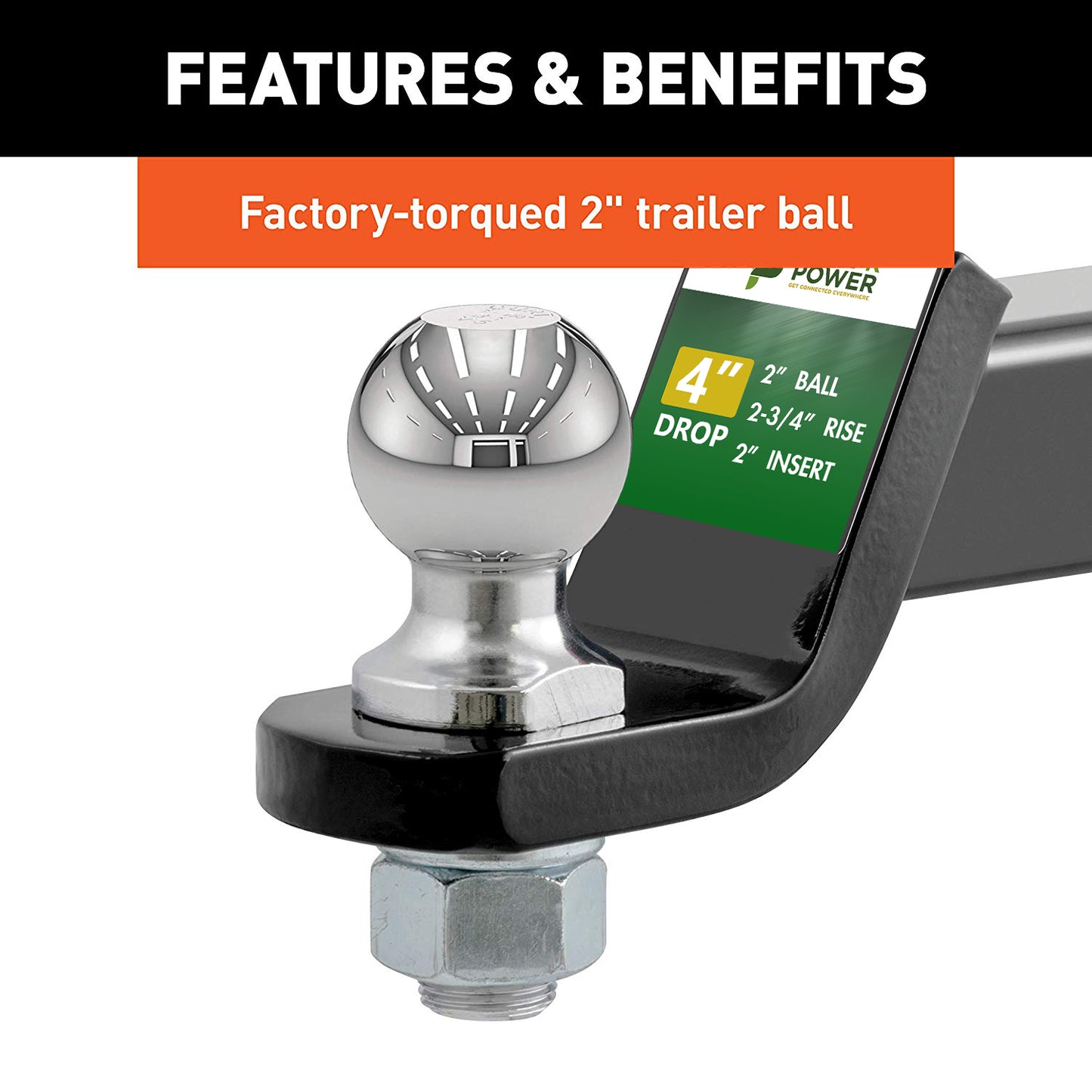 Trailer Hitch Ball Mount with 2-Inch Trailer Ball Hitch Pin TrekPower